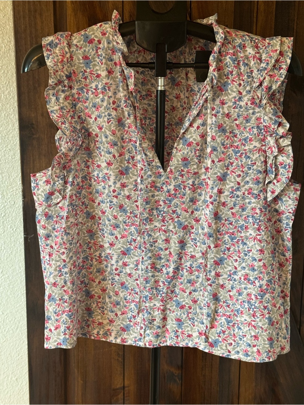 BB Dakota Floral Ruffle Sleeveless Camisole - Pink, Blue & Cream